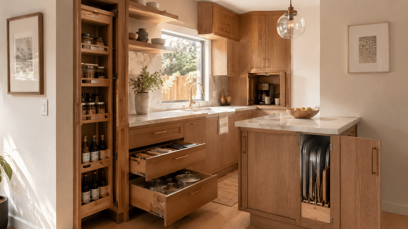 Kitchen Cabinet Storage Ideas in Woodland Hills | Marina Woodcrafts